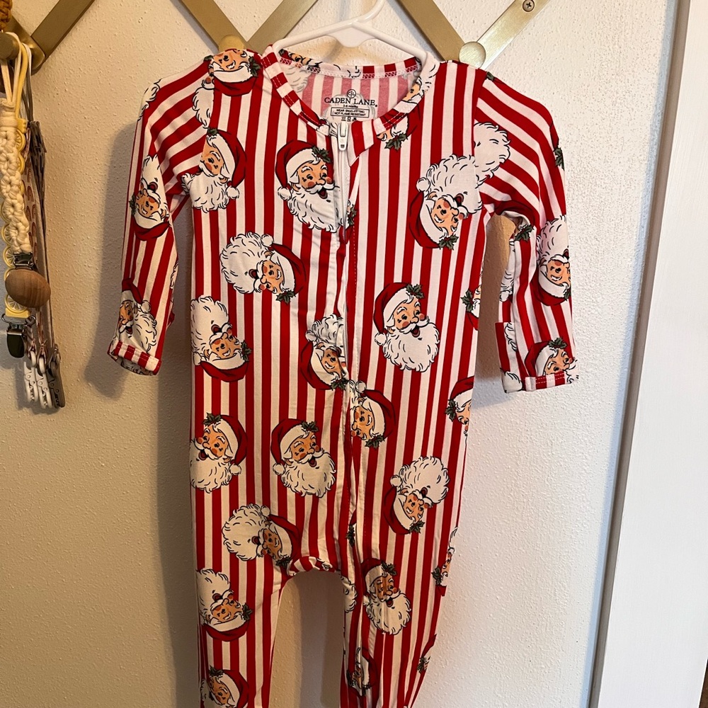 Caden Lane Red and White Santa Kids Footie